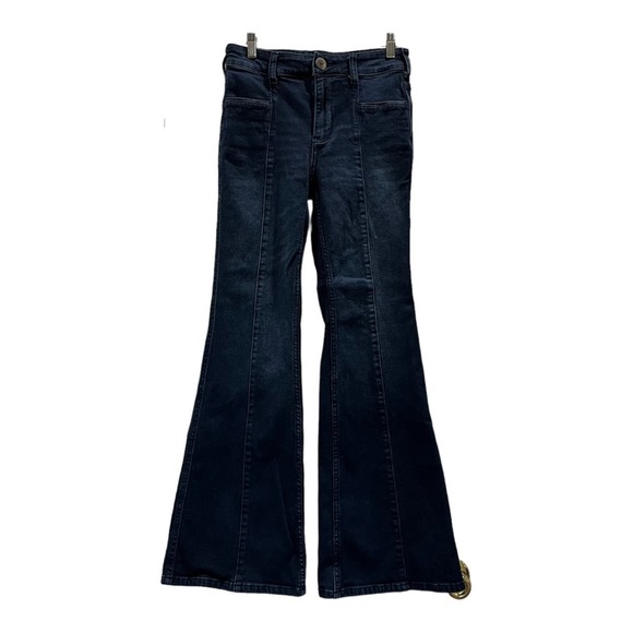 Pilcro and the Letterpress Denim - Pilcro and The Letterpress Ultra High Rise Flare Dark Jeans Sz 27 Petite